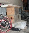 a crawl space support that has been repaired using shimming