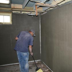 shotcrete installed to reinforce a failing foundation wall